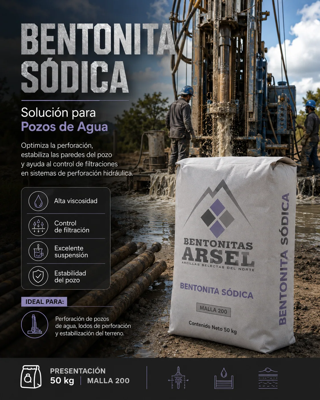 Flyer completo de bentonita para perforación de pozos