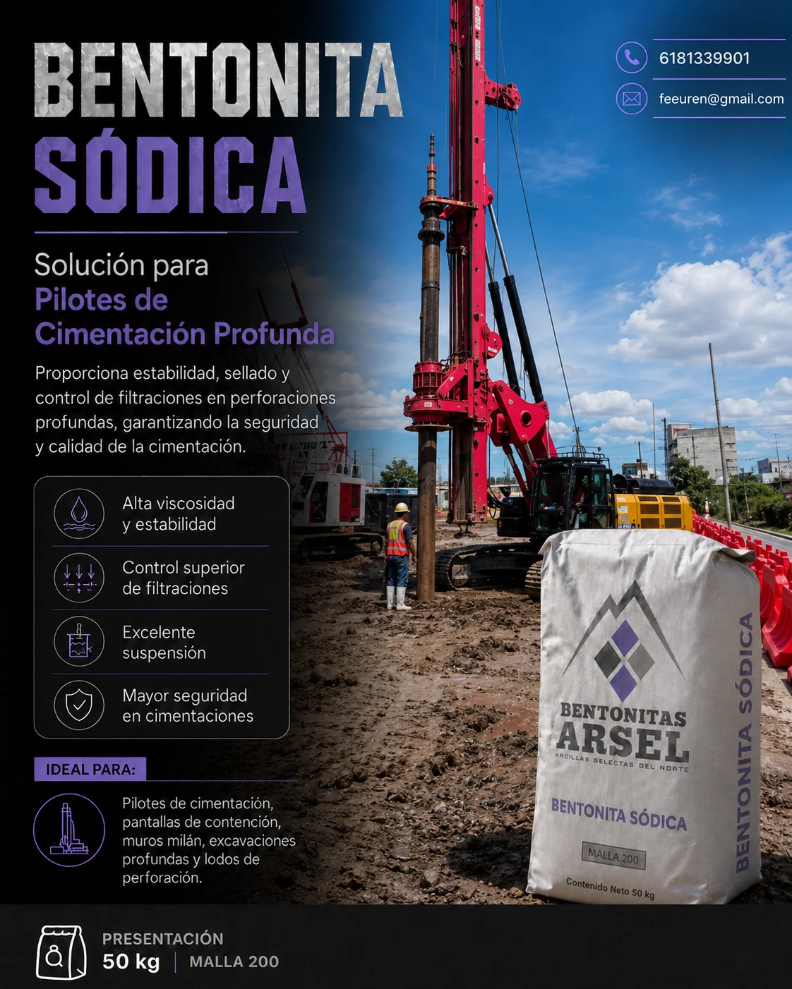 Flyer completo de bentonita para pilotes de cimentación profunda